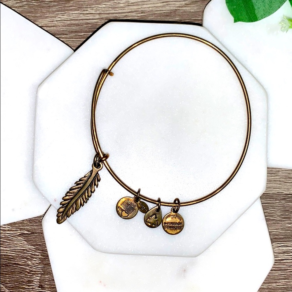 BOGO Alex and Ani Feather Charm Gold Bangle Bracelet